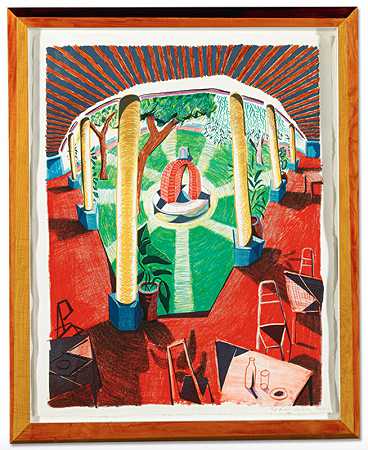 三号井酒店景观，1984-1985年 by David Hockney