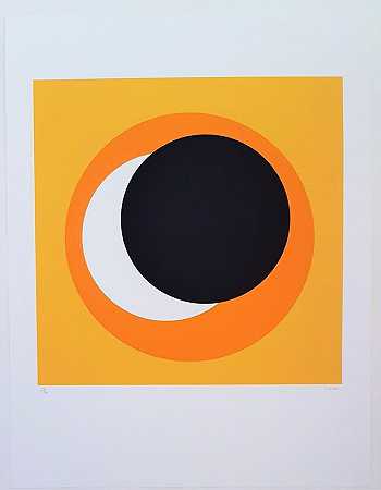 黑色和橙色圆圈（黑色和橙色圆圈），2015年 by Geneviève Claisse