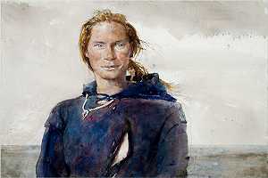 蓝眼睛的苏珊，1977年 by Andrew Wyeth