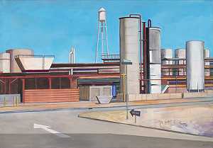 无标题（带单行道的工业景观），1989年 by William Theophilus Brown