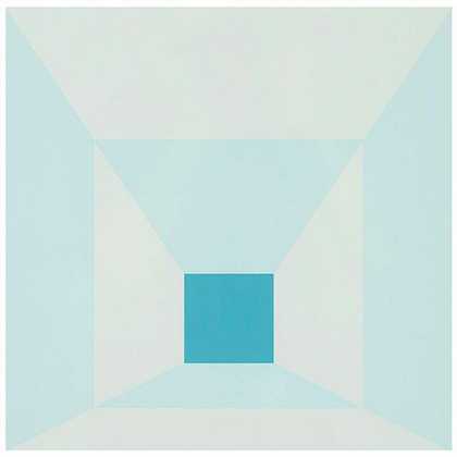 斜接正方形-冷青色，1976年 by Josef Albers
