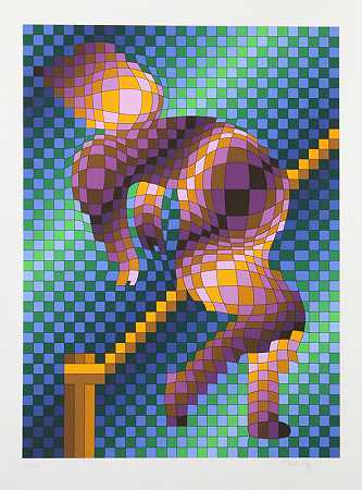 Harlequin Sportif，约1988年 by Victor Vasarely