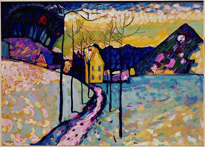 1909年巴伐利亚州科切尔冬季景观I by Wassily Kandinsky