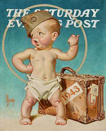 1943年，迎战而来的新年宝宝 by Joseph Christian Leyendecker