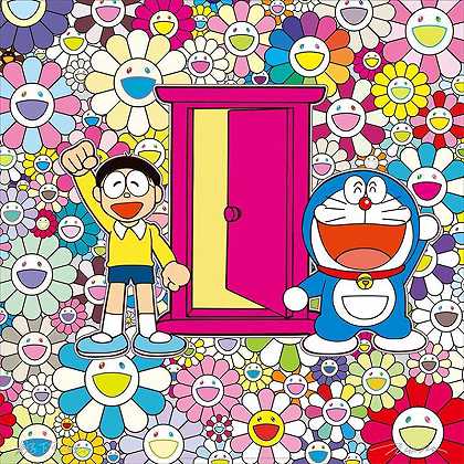 我们通过Anywhere门（Dokodemo门）来到了花坛！，2019 by Takashi Murakami