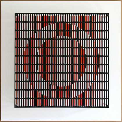 振动黑色、橙色和红色圆圈，2010年 by Antonio Asis