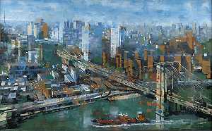 布鲁克林大桥上空，2020年 by Mark Lague