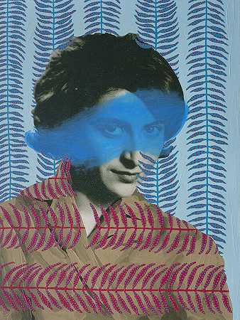无标题（带点蕨类植物的蓝色女人）（2020） by Daisy Patton