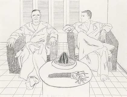 唐·巴查迪和克里斯托弗·伊舍伍德，1976年 by David Hockney