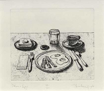 培根和鸡蛋，选自1964年的《欢乐》系列 by Wayne Thiebaud