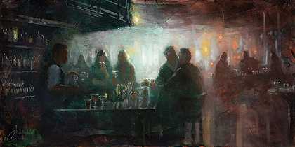 夜酒吧，2021 by Christopher Clark