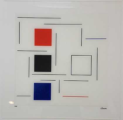 无标题（白、红、蓝、黑），2016年 by Geneviève Claisse
