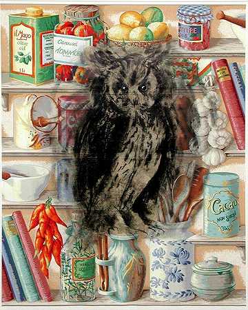 厨房里的猫头鹰，1996年 by Jim Dine