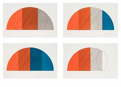 半圆I、II、III和IV，1985年 by Robert Mangold (b. 1937)