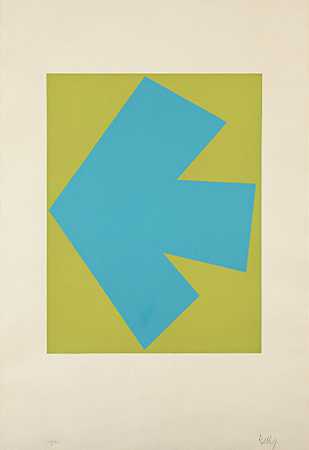 蓝对绿，出自1964-1965年的27色石版画系列 by Ellsworth Kelly