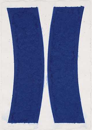 彩色纸张图像V（蓝色曲线）来自彩色纸张图像，1976年 by Ellsworth Kelly