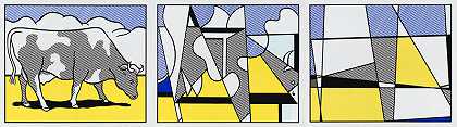 《牛去的抽象》（三联画），1982年 by Roy Lichtenstein