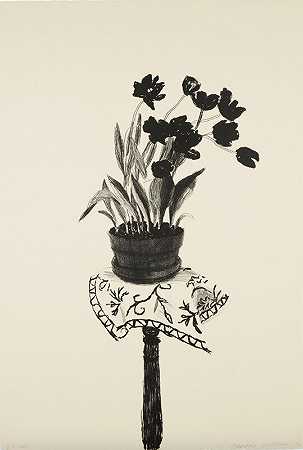 黑郁金香，1980年 by David Hockney