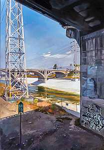 从火车上看，洛杉矶河，2014年 by Patricia Chidlaw