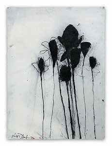 黑色多茎（抽象画），2019年 by Robert Baribeau