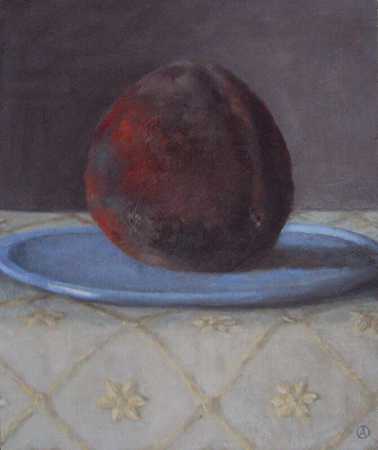 盘子上的桃子，2021 by Olga Antonova