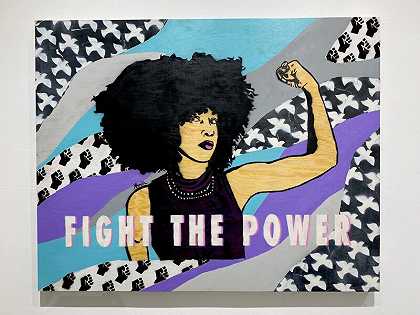 战斗力-女性流行艺术（紫色+茶色+黑色+白色），2021 by Amy Smith