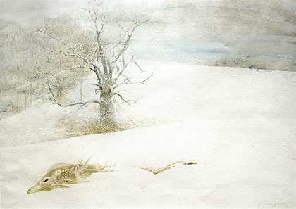 倒下的鹿（约1999年） by Andrew Wyeth