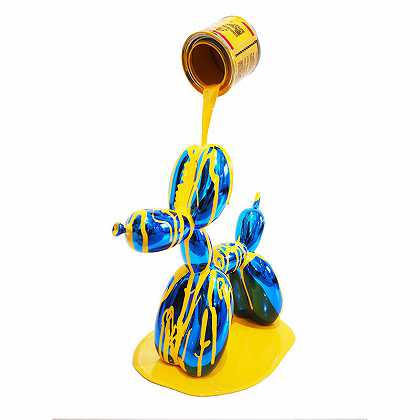 气球小狗（蓝色身体和黄色飞溅）（2021） by Joe Suzuki