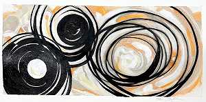 排名第二——抽象表现主义绘画奶油+黑色+橙色（2018） by Helen Bellaver
