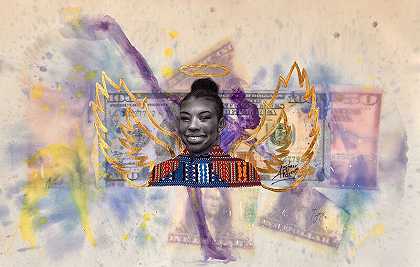 斯塔尔·安德鲁斯（Starr Andrews）是我们村庄的骄傲——当代水彩肖像画，色彩艳丽（紫色+黄色+粉色）（2021年）| by Tijay Mohammed