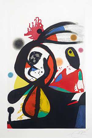 《红白鹭》（1976） by Joan Miró
