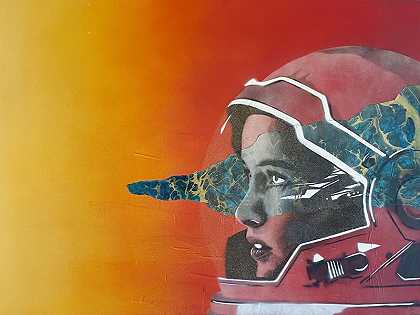 Capella GII——当代未来主义空间女性肖像，具有令人难以置信的动态层次（橙色+红色+黄色）（2021年） by Hero