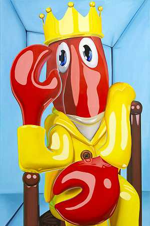 龙虾肖像（天蓝色）（2021年） by Philip Colbert