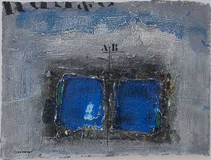 灰色背景上的两个蓝色（2004） by James Coignard