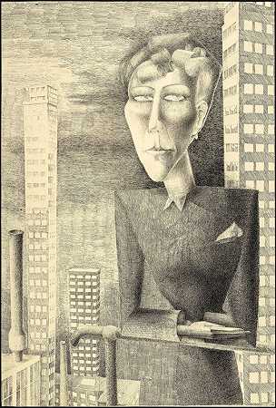 摩天大楼前的女性肖像（1993） by Volker Böhringer