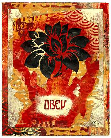 花卉模板（红色/黄色）（2020年） by Shepard Fairey