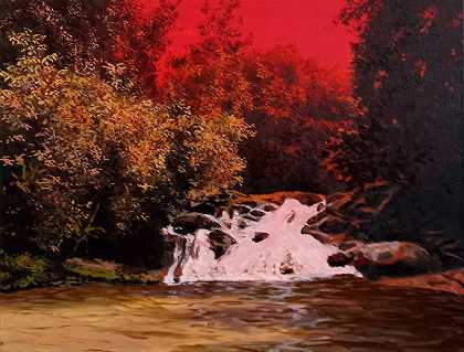 小瀑布（红色）（2021年） by Bruno Gadenne