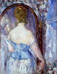 《镜子前》（1876年） by Édouard Manet