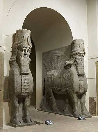 Taureau androcéphale Coaché（长有翅膀的人头公牛）（雪花石膏） by Assyria, Iraq