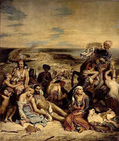 奇奥斯大屠杀的场景（1822-1824） by Eugène Delacroix