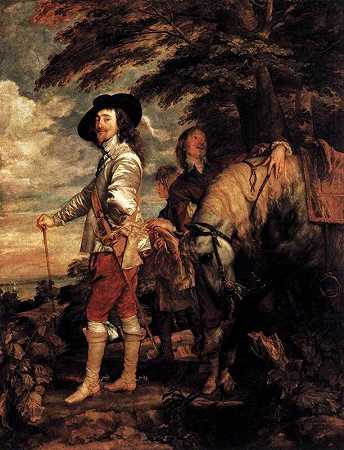查理一世在狩猎中（1635年） by Anthony van Dyck