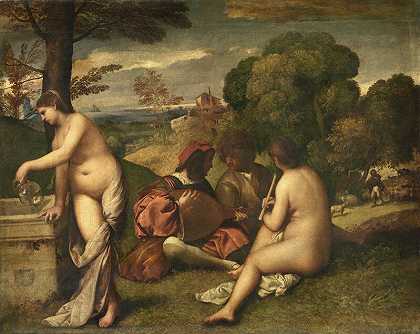 露天音乐会（约1510年） by Titian