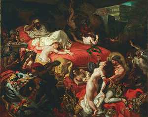拉莫特·德萨达纳帕莱（萨达纳帕莱之死）（1827） by Eugène Delacroix