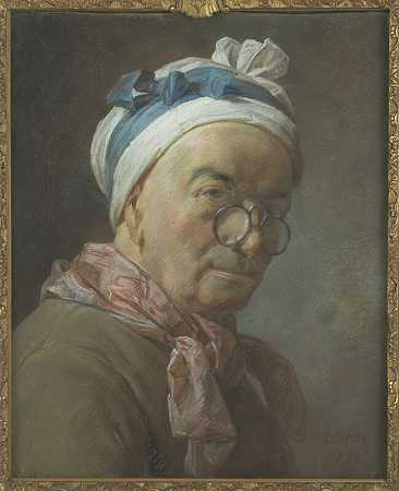 Autoportrait辅助眼镜（带眼镜的自画像） by Jean-Siméon Chardin
