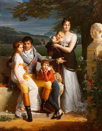 安托万·乔治·弗朗索瓦·德·沙包德·拉图尔及其家人的肖像（1806年） by Jacques-Luc Barbier-Walbonne