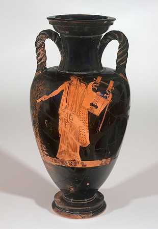 带有阿波罗和里拉的储物罐（amphora），希腊（约公元前500-475年） by Providence Painter
