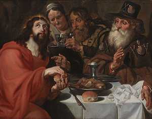 艾默斯的晚餐（约1650年） by Jan Cossiers