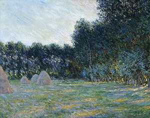 吉维尼附近有干草堆的草地（1885年） by Claude Monet