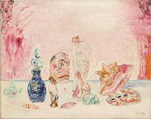 花瓶、雕像、面具和贝壳（1934年） by James Ensor