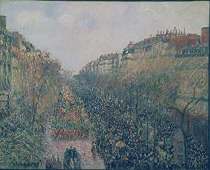 蒙马特大道，狂欢节（1897） by Camille Pissarro